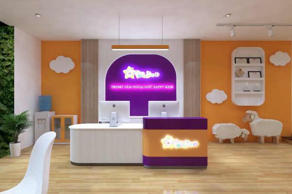 Thiết kế thi công nội thất trung Tâm Ngoại Ngữ Happy Kids