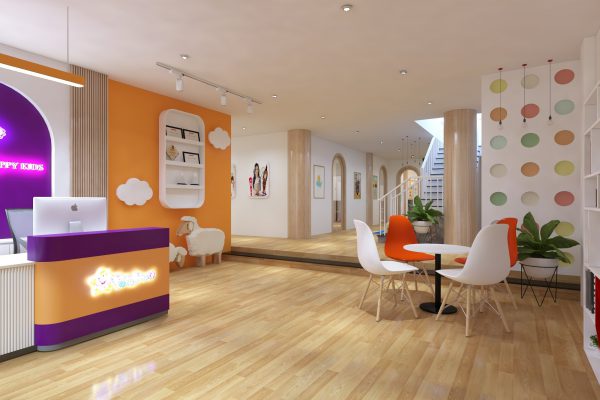 Thiết kế thi công nội thất trung Tâm Ngoại Ngữ Happy Kids
