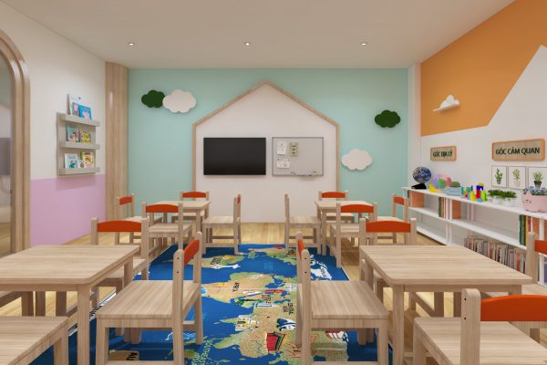 Thiết kế thi công nội thất trung Tâm Ngoại Ngữ Happy Kids