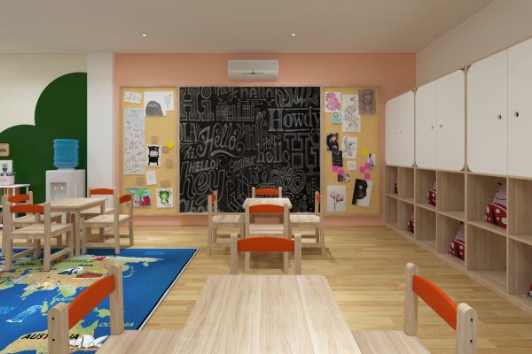 Thiết kế thi công nội thất trung Tâm Ngoại Ngữ Happy Kids